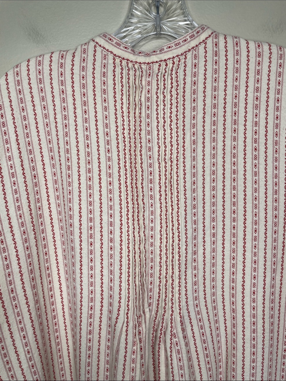 VINTAGE LL Bean Dobby Stripe Flannel Victorian Sleepwear Granny Nightgown Large - Picture 8 of 13